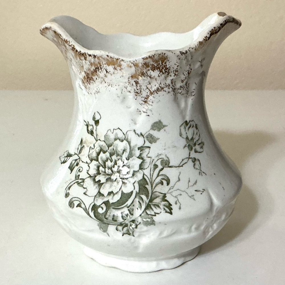 Vintage Warwick Fine  China Vase Green Floral Gold
